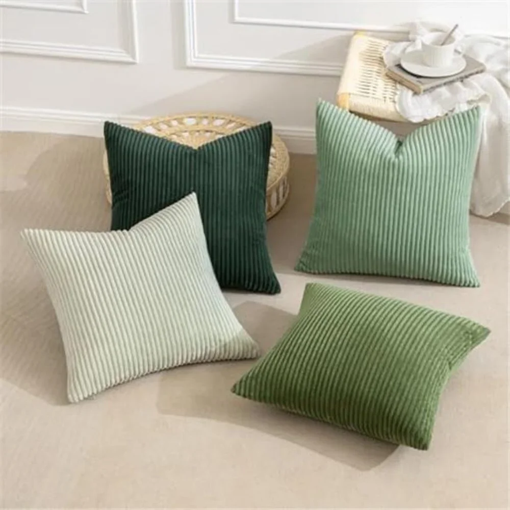 Farmhouse Sage Green Throw Pillow Covers 18x18 Inch Set of 4 NO INSERT